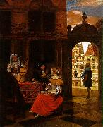 HOOCH, Pieter de Musical Party in a Courtyard sg oil painting artist